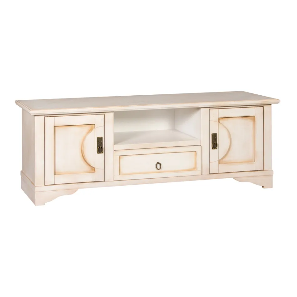 TV-meubel van gefineerd hout met verschillende afwerkingen Made in Italy - Purusha Viadurini