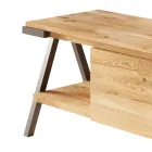 Tv-meubel van geknoopt eikenhout en metaal Made in Italy - Jennifer Viadurini