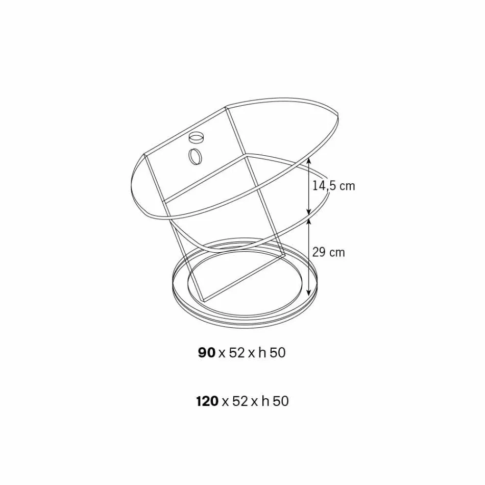 Glazen tv-meubel met draaibare voet en 2 afmetingen plank - Salemme Viadurini