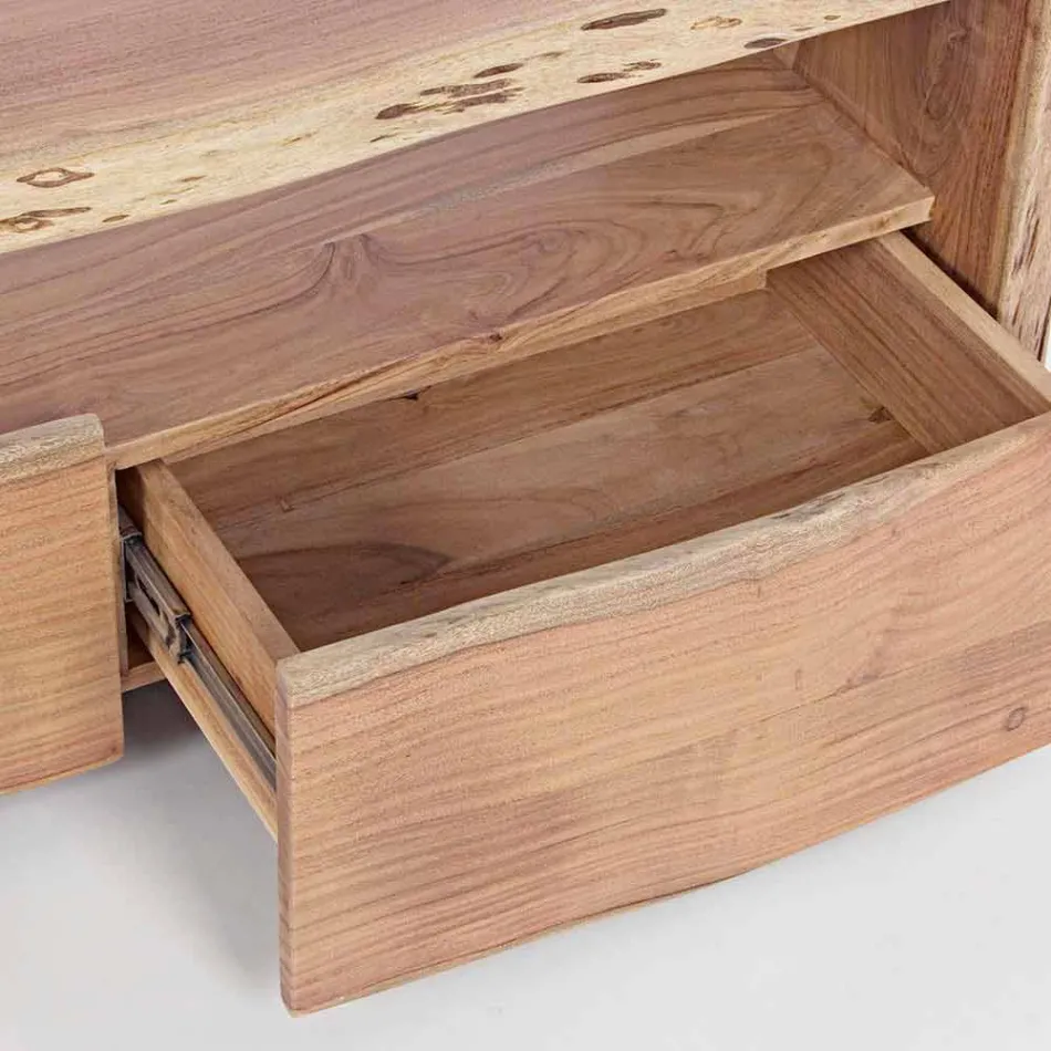 Moderne tv-meubel van acaciahout met 3 lades Homemotion - Lauro Viadurini