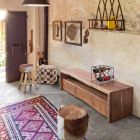 Moderne tv-meubel van acaciahout met 3 lades Homemotion - Lauro Viadurini