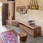 Moderne tv-meubel van acaciahout met 3 lades Homemotion - Lauro Viadurini