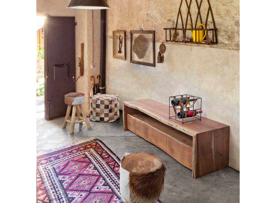 Moderne tv-meubel van acaciahout met 3 lades Homemotion - Lauro Viadurini