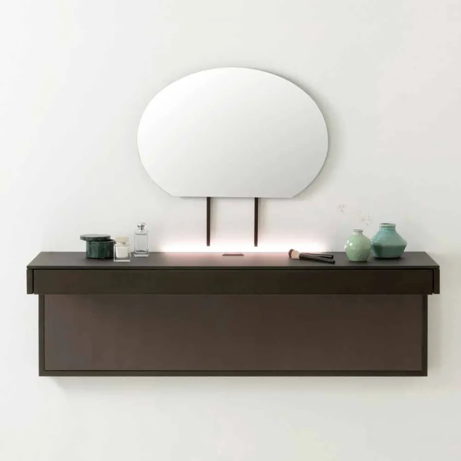 Hangende tv-standaard met satijnkristallen blad Gemaakt in Italië - Americio Viadurini