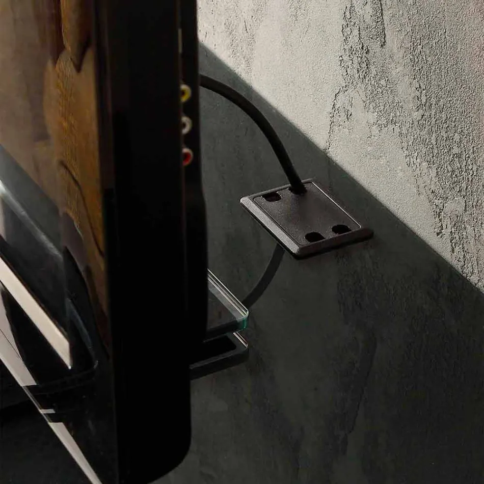 Hangende tv-standaard met satijnkristallen blad Gemaakt in Italië - Americio Viadurini