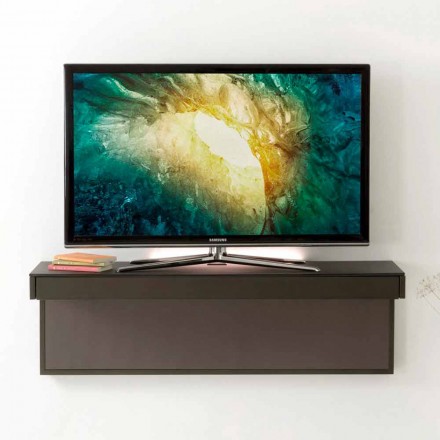 Hangende tv-standaard met satijnkristallen blad Gemaakt in Italië - Americio Viadurini