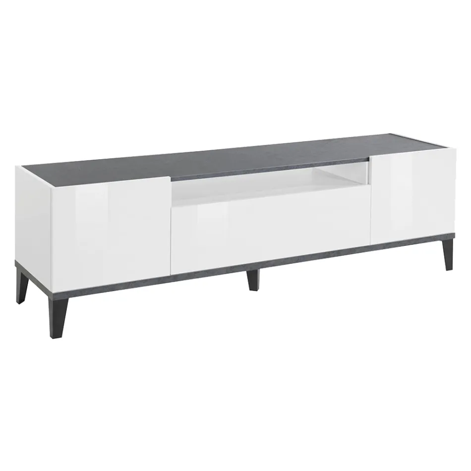 Mobiele tv in melamine 2 kamers en 1 lade Made in Italy - Florentino Viadurini