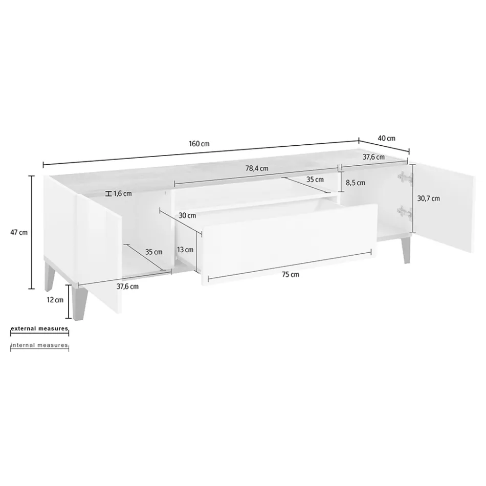 Mobiele tv in melamine 2 kamers en 1 lade Made in Italy - Florentino Viadurini