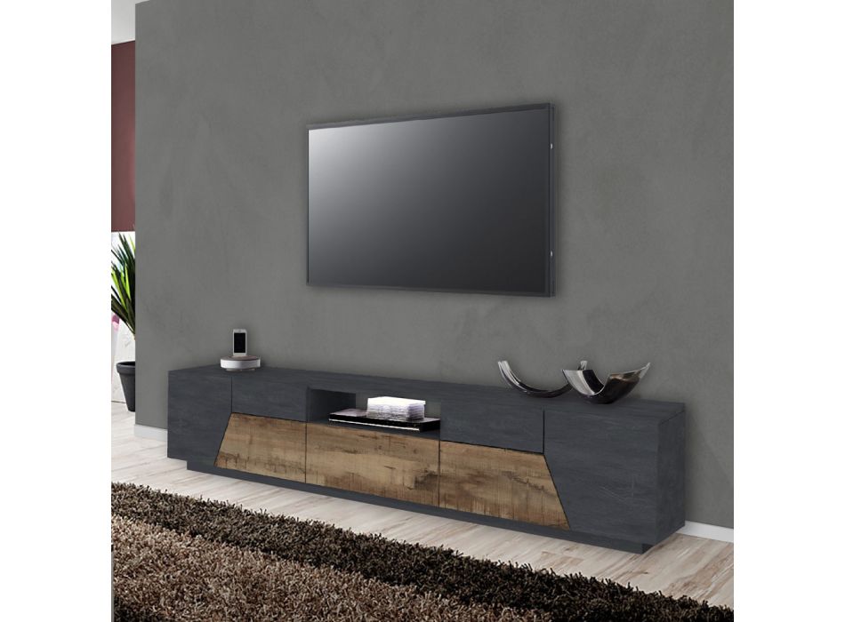 Melamine tv-meubel met lade en extern compartiment Made in Italy - Marciano Viadurini