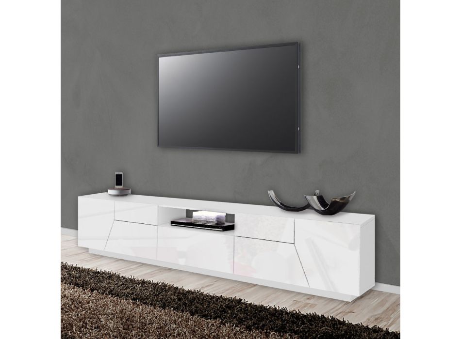 Melamine tv-meubel met lade en extern compartiment Made in Italy - Marciano Viadurini