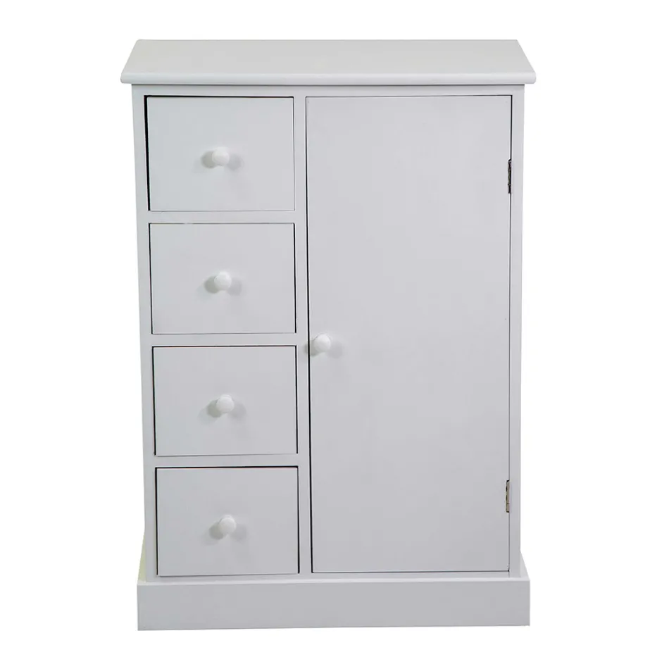 Binnenkast van hout met 1 deur en 4 laden - Meduse Viadurini