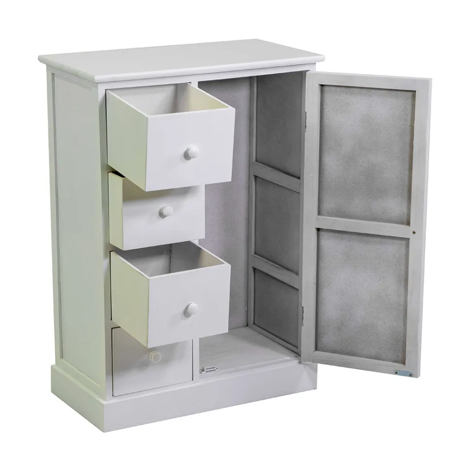 Binnenkast van hout met 1 deur en 4 laden - Meduse Viadurini