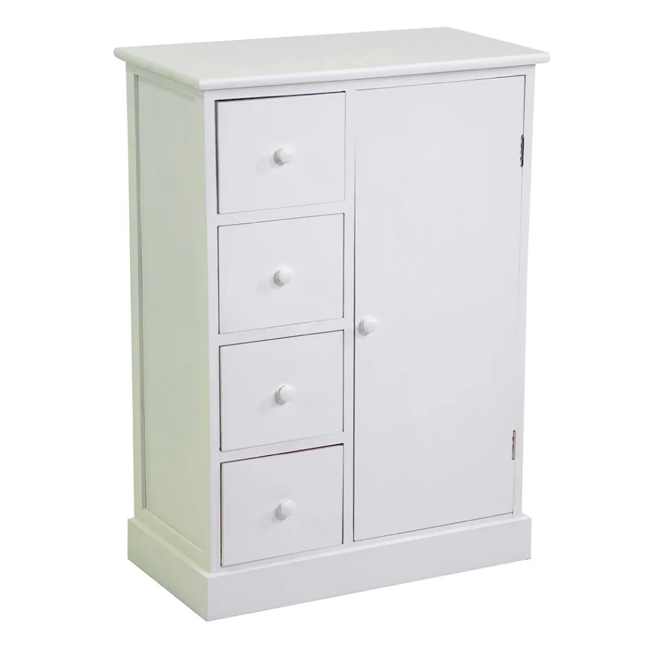 Binnenkast van hout met 1 deur en 4 laden - Meduse Viadurini