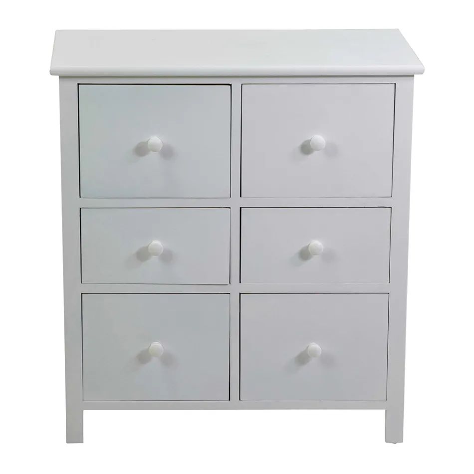 Binnenkast van hout met 6 laden - Kwal Viadurini