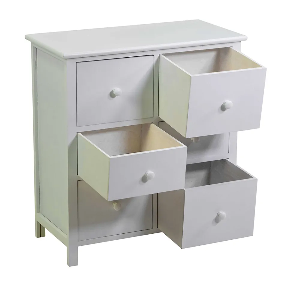 Binnenkast van hout met 6 laden - Kwal Viadurini