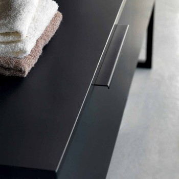 Luxe modern design badkamermeubels in natuurlijk hout en zwart - Alide