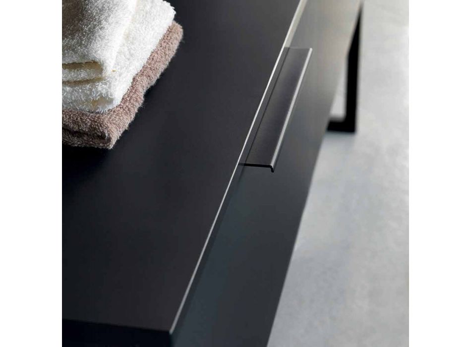 Luxe modern design badkamermeubels in natuurlijk hout en zwart - Alide Viadurini