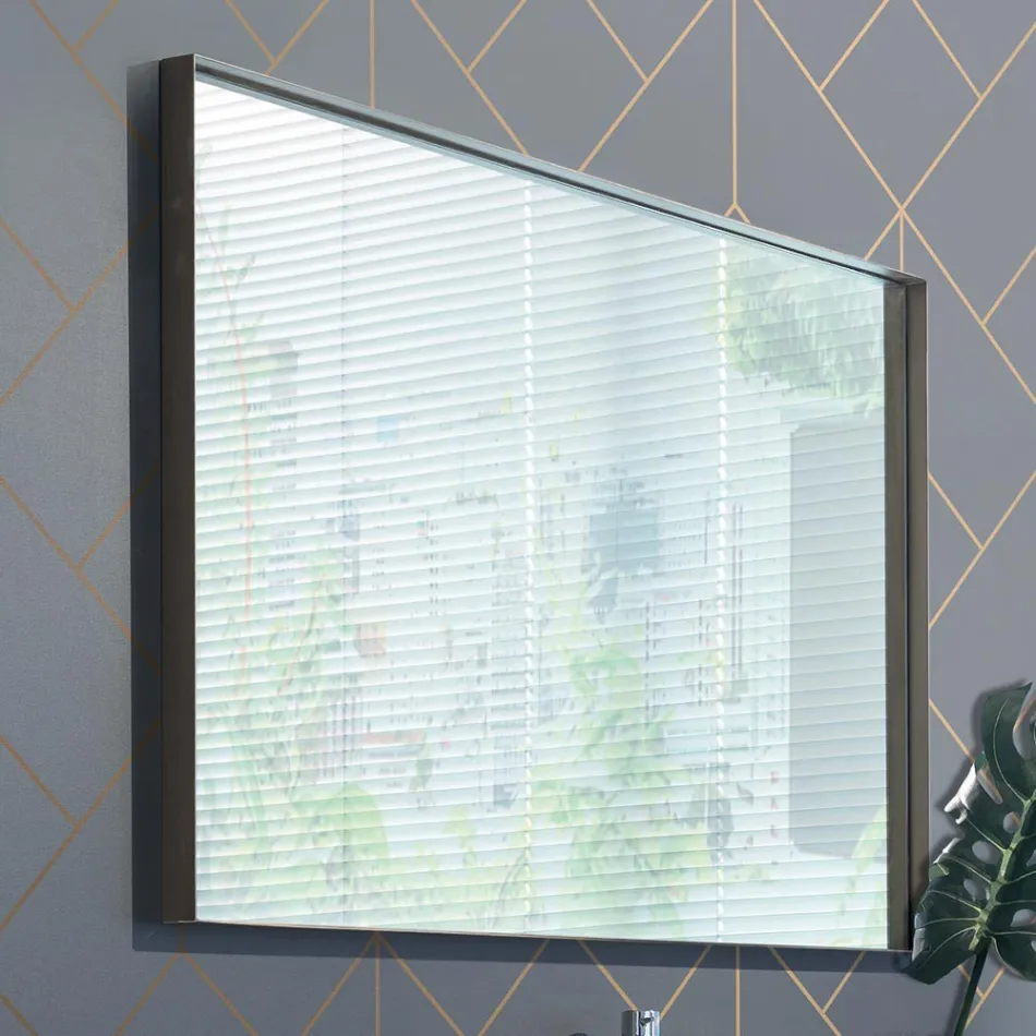 Hangend badkamermeubel in hout, metaal en keramiek B96 cm, kostbaar - Renga Viadurini