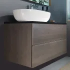 Hangend badkamermeubel in hout, metaal en keramiek B96 cm, kostbaar - Renga Viadurini