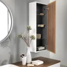 Badkamermeubels in wit hout en walnoot en keramiek 156 cm Made in Italy - Renga Viadurini