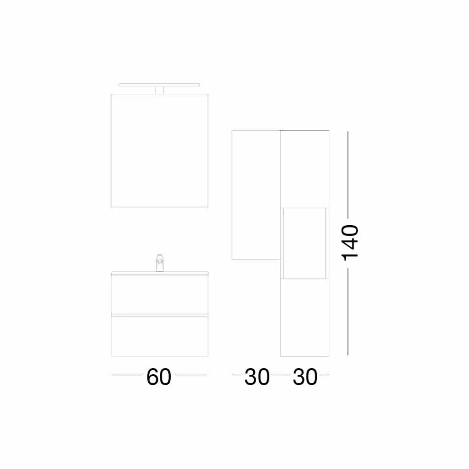 Hangend design badkamermeubel in melamine walnoot - Becky Viadurini