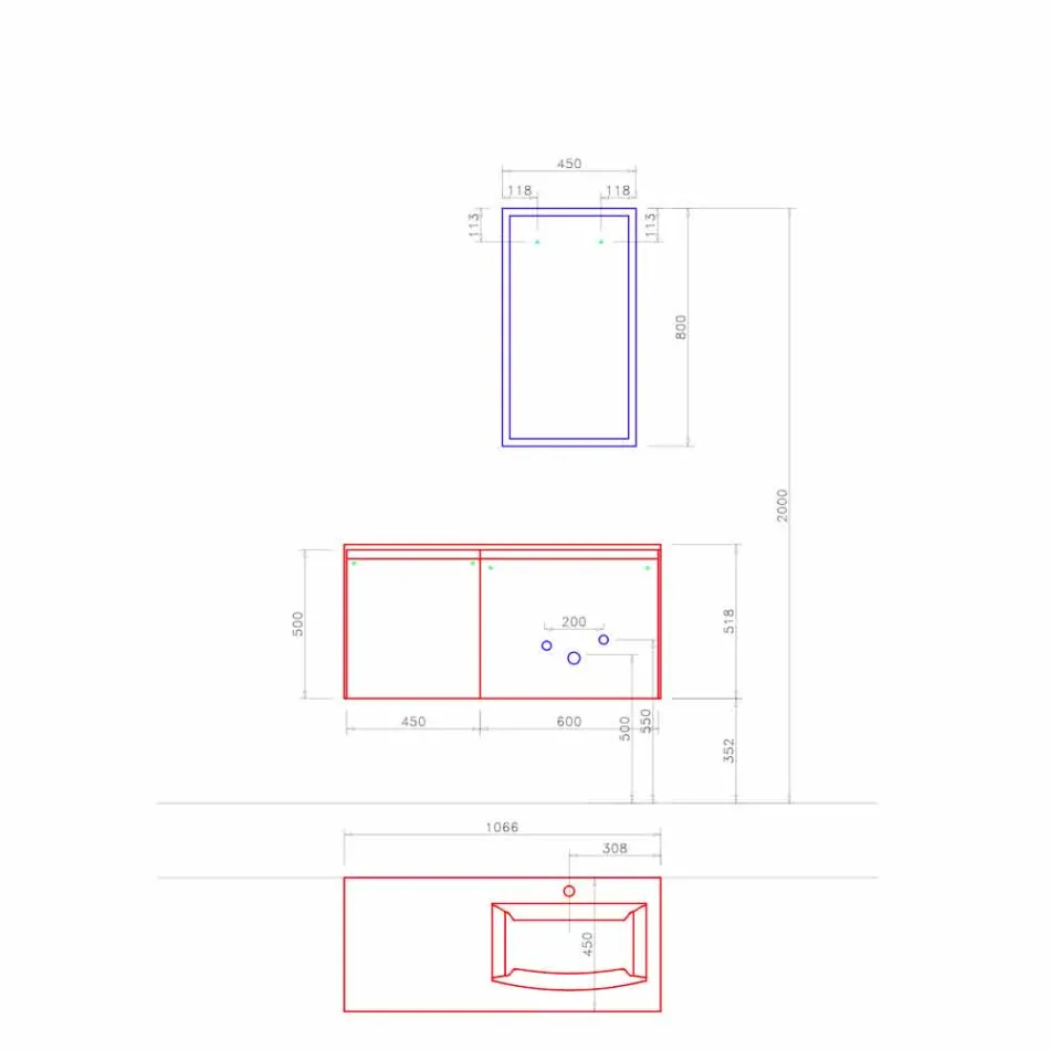 Hangend designmeubilair, moderne badkamersamenstelling - Callisi9 Viadurini