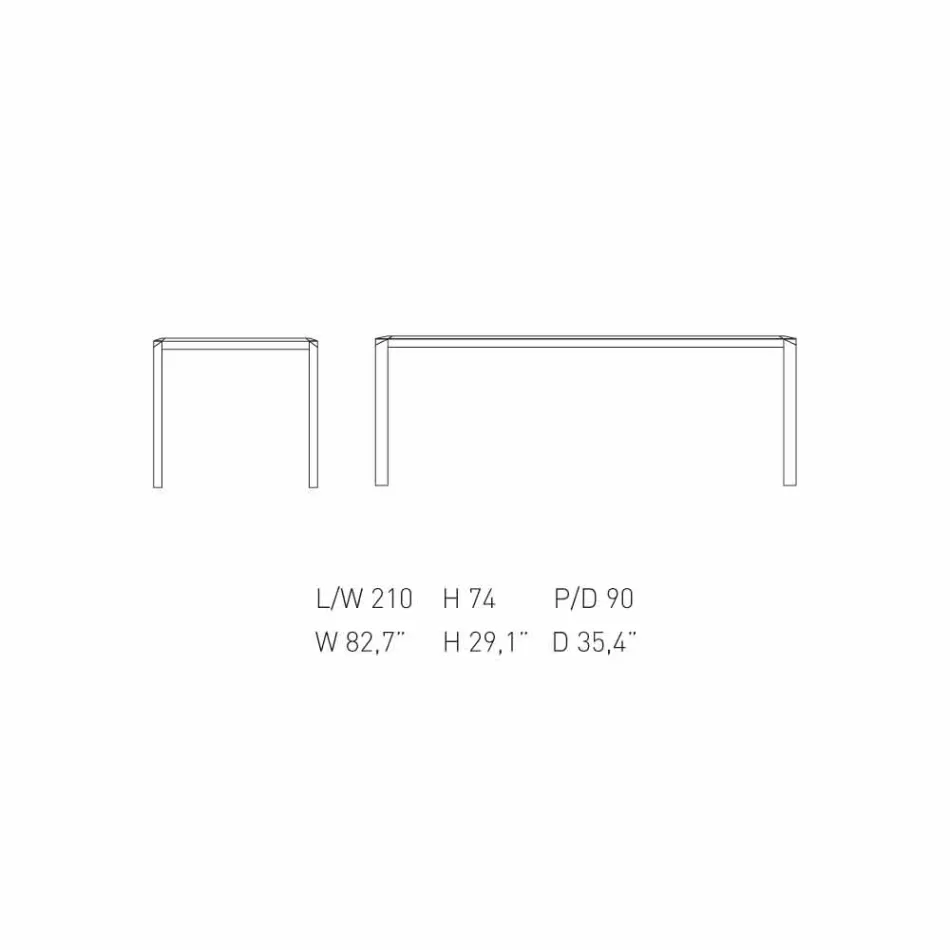 My Home Bebop designtafel wit marmer H74xL210cm gemaakt in Italië Viadurini