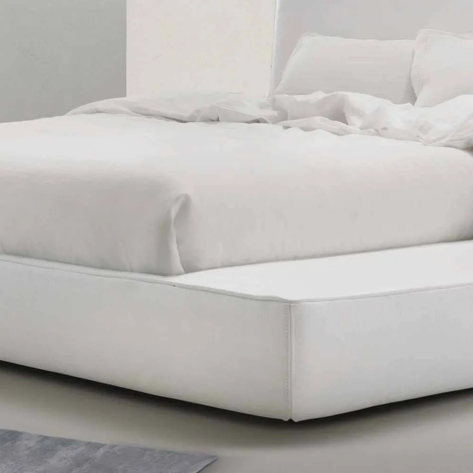 My Home gewatteerd lederen dubbelbed, gemaakt in Italië Viadurini