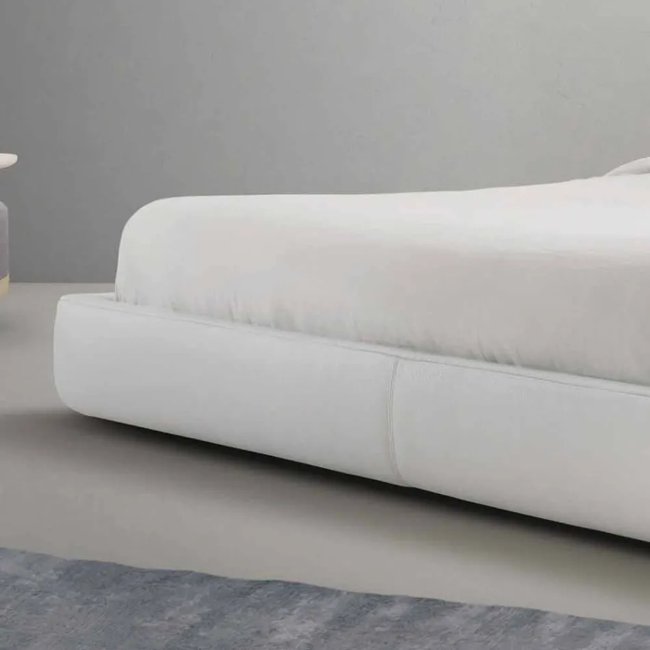 My Home gewatteerd lederen dubbelbed, gemaakt in Italië Viadurini