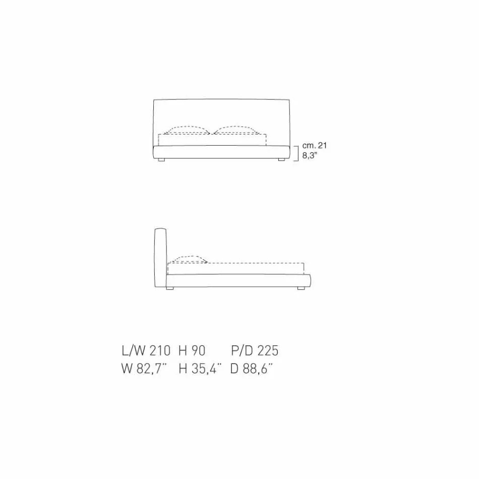 My Home gewatteerd lederen dubbelbed, gemaakt in Italië Viadurini