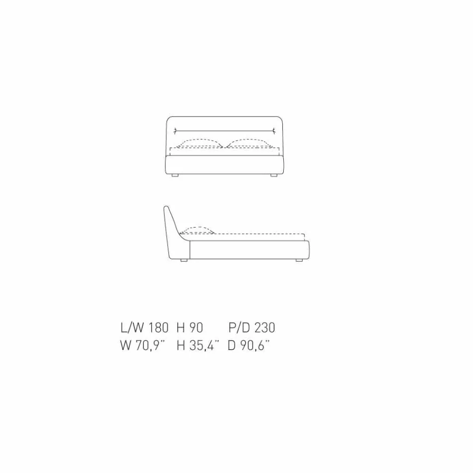 My Home Sleepway gestoffeerd tweepersoonsbed 180x90cm gemaakt in Italië Viadurini