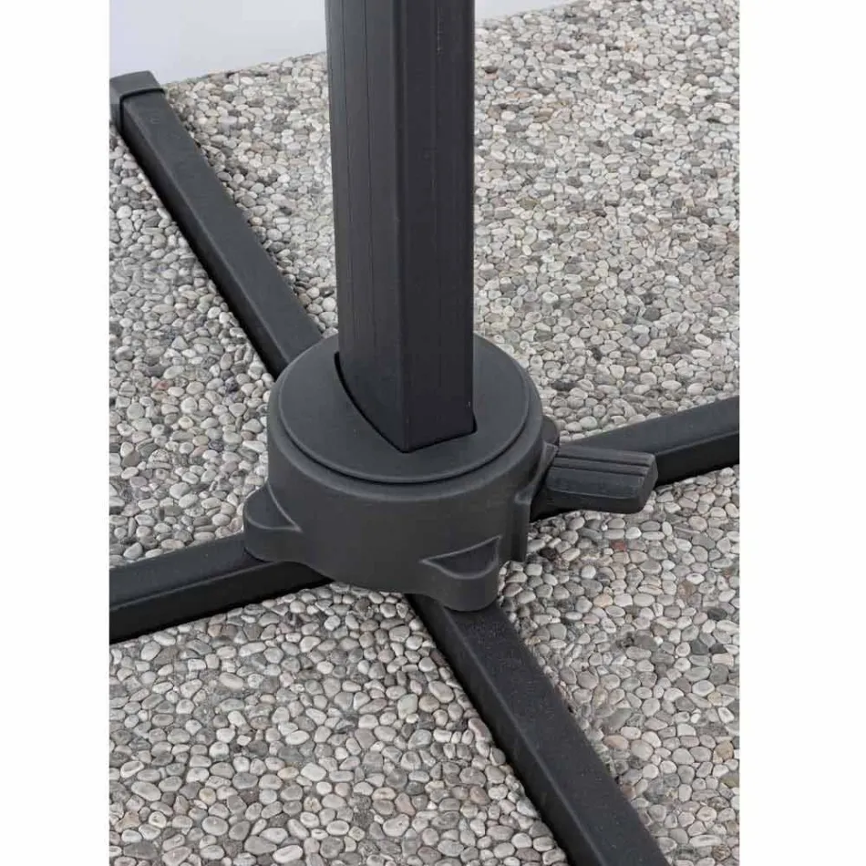 3x3 parasol met lichtgrijze stof en antracietkleurige structuur - Dalton Viadurini