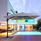 3x3 Outdoor Paraplu in Grijs Polyester en Antraciet Kleur Aluminium - Coby Viadurini