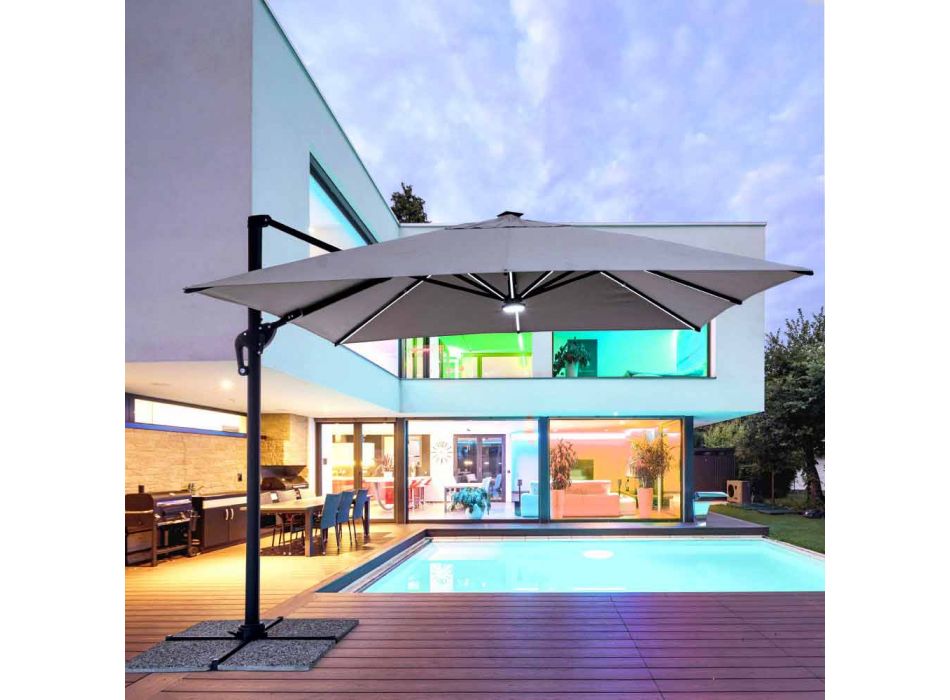 3x3 Outdoor Paraplu in Grijs Polyester en Antraciet Kleur Aluminium - Coby