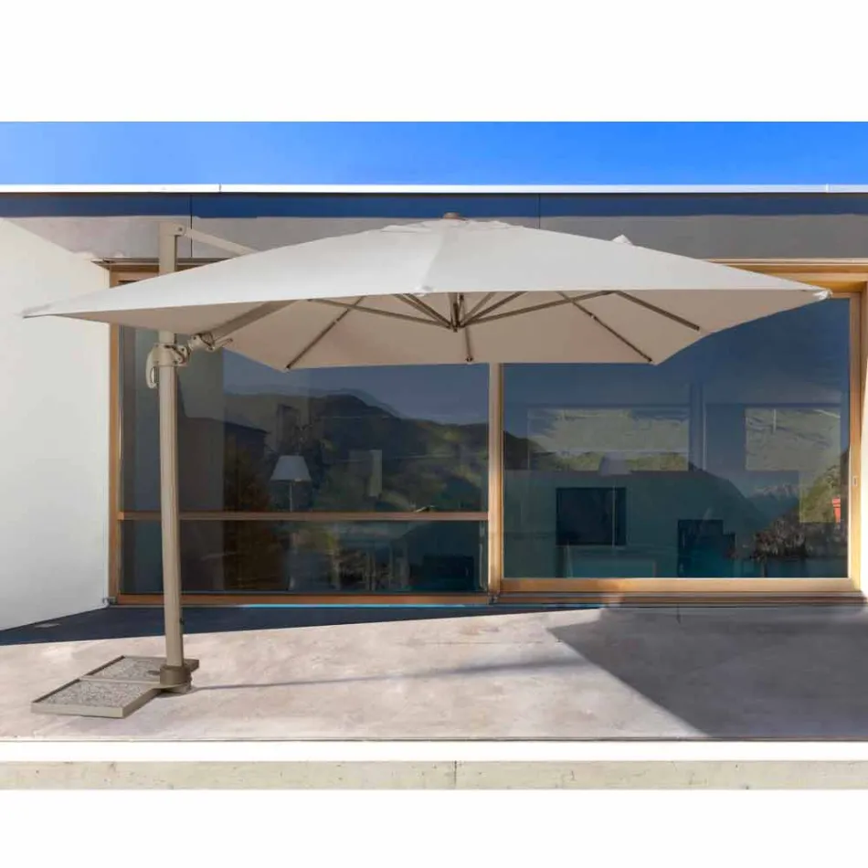 3x4 Outdoor Paraplu met Zandkleurig Polyester - Flamingodoek Viadurini