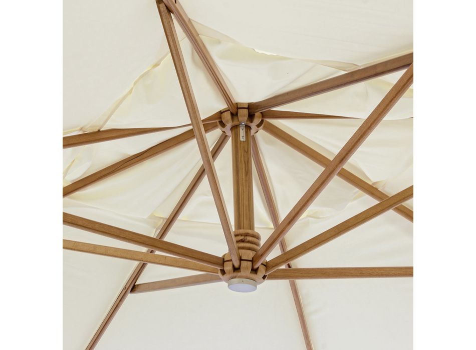 Ecrù buitenparaplu van polyester en hout 3x3, Homemotion - Passmore Viadurini