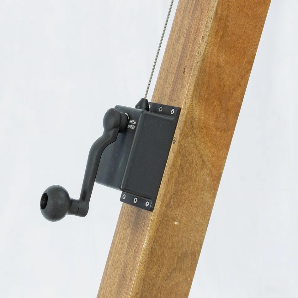 Buitenparaplu van hout en ecru polyester 3x4, Homemotion - Passmore Viadurini