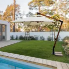 Buitenparaplu van hout en ecru polyester 3x4, Homemotion - Passmore Viadurini