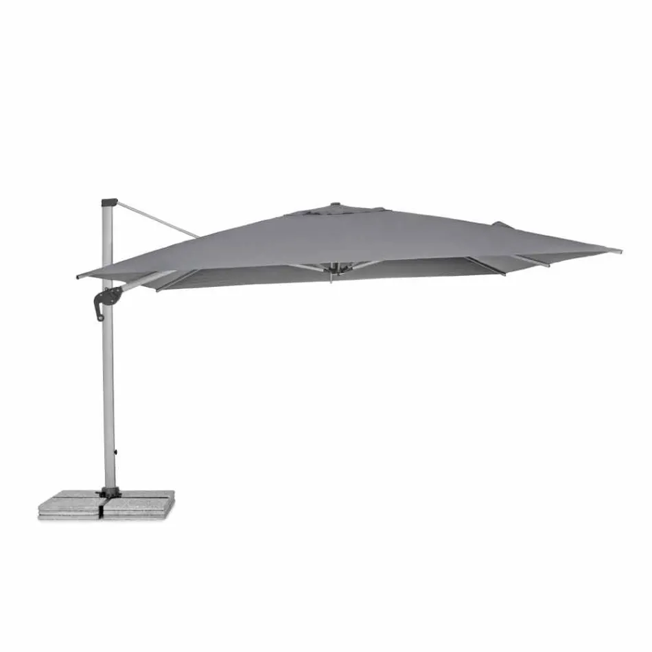 4x4 tuinparaplu met donkergrijze stof en geanodiseerde structuur - Daniel Viadurini