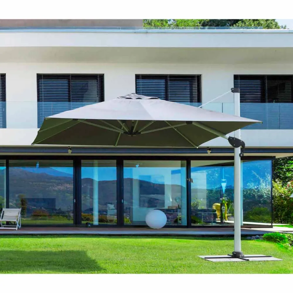 4x4 tuinparaplu met donkergrijze stof en geanodiseerde structuur - Daniel Viadurini