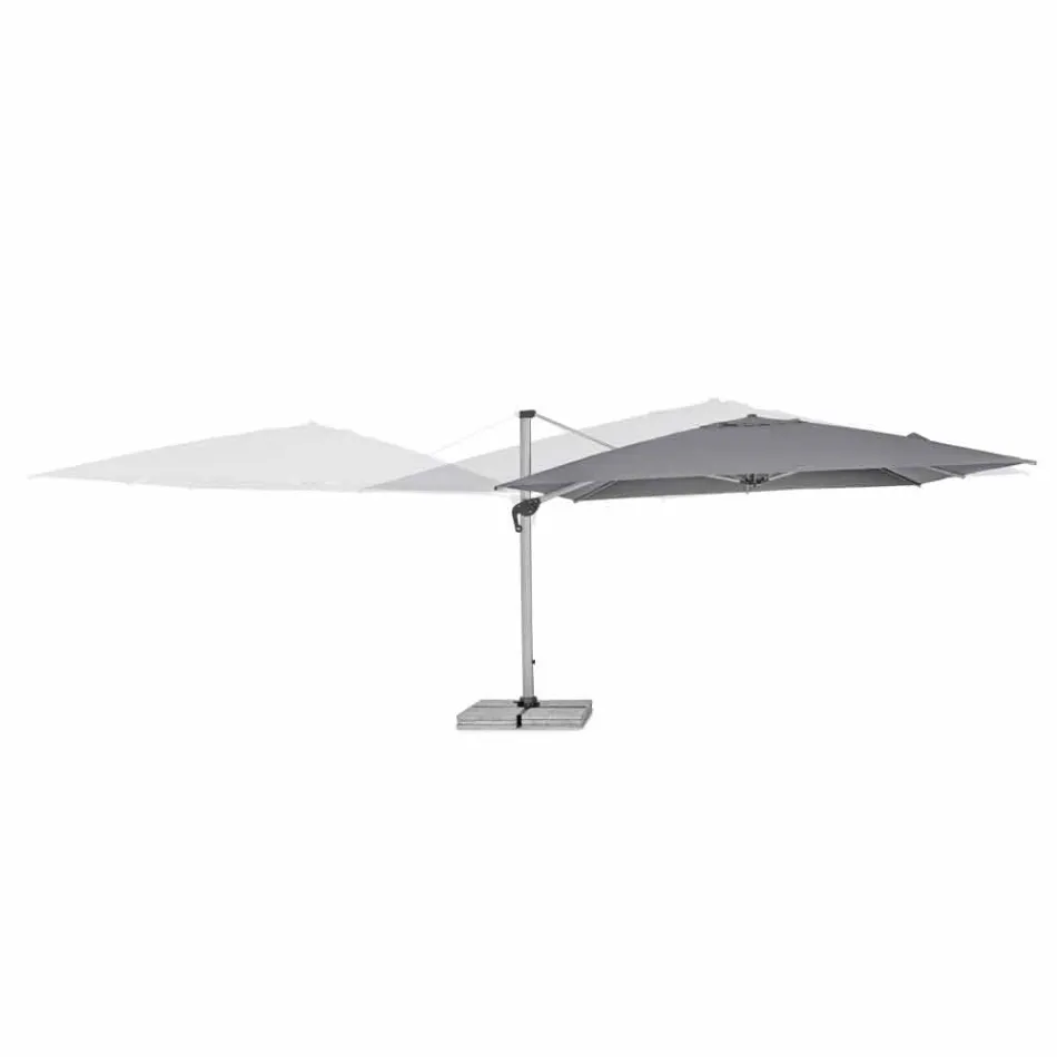 4x4 tuinparaplu met donkergrijze stof en geanodiseerde structuur - Daniel Viadurini