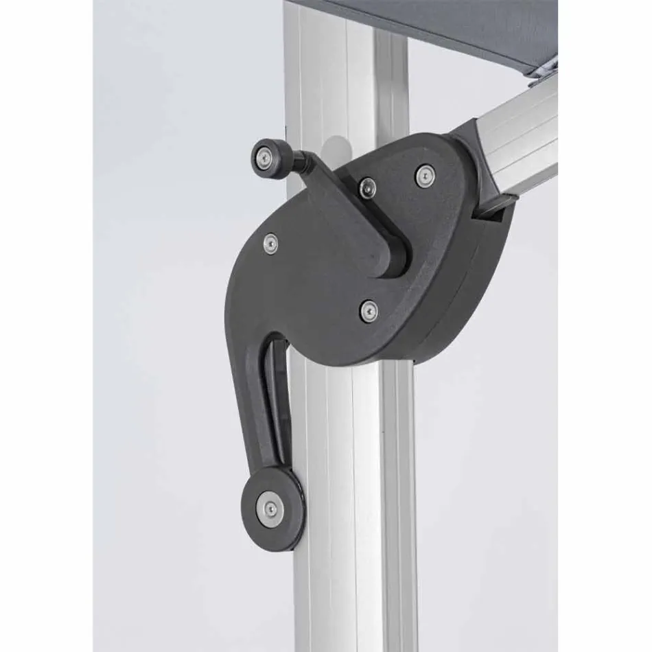 4x4 tuinparaplu met donkergrijze stof en geanodiseerde structuur - Daniel Viadurini