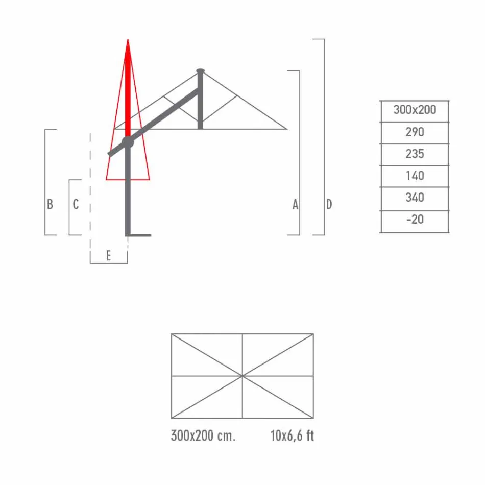 Tuinparasol in wit of antraciet aluminium 300x200 cm - Lapillo Viadurini