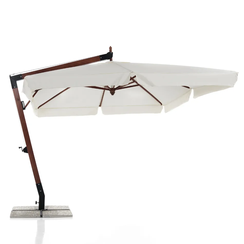 Massief houten paraplu met PVC gecoate polyester luifel - Devoir Viadurini