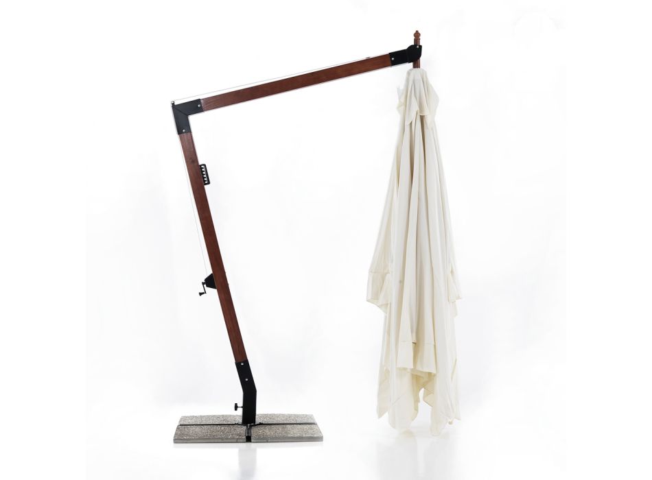 Massief houten paraplu met PVC gecoate polyester luifel - Devoir Viadurini