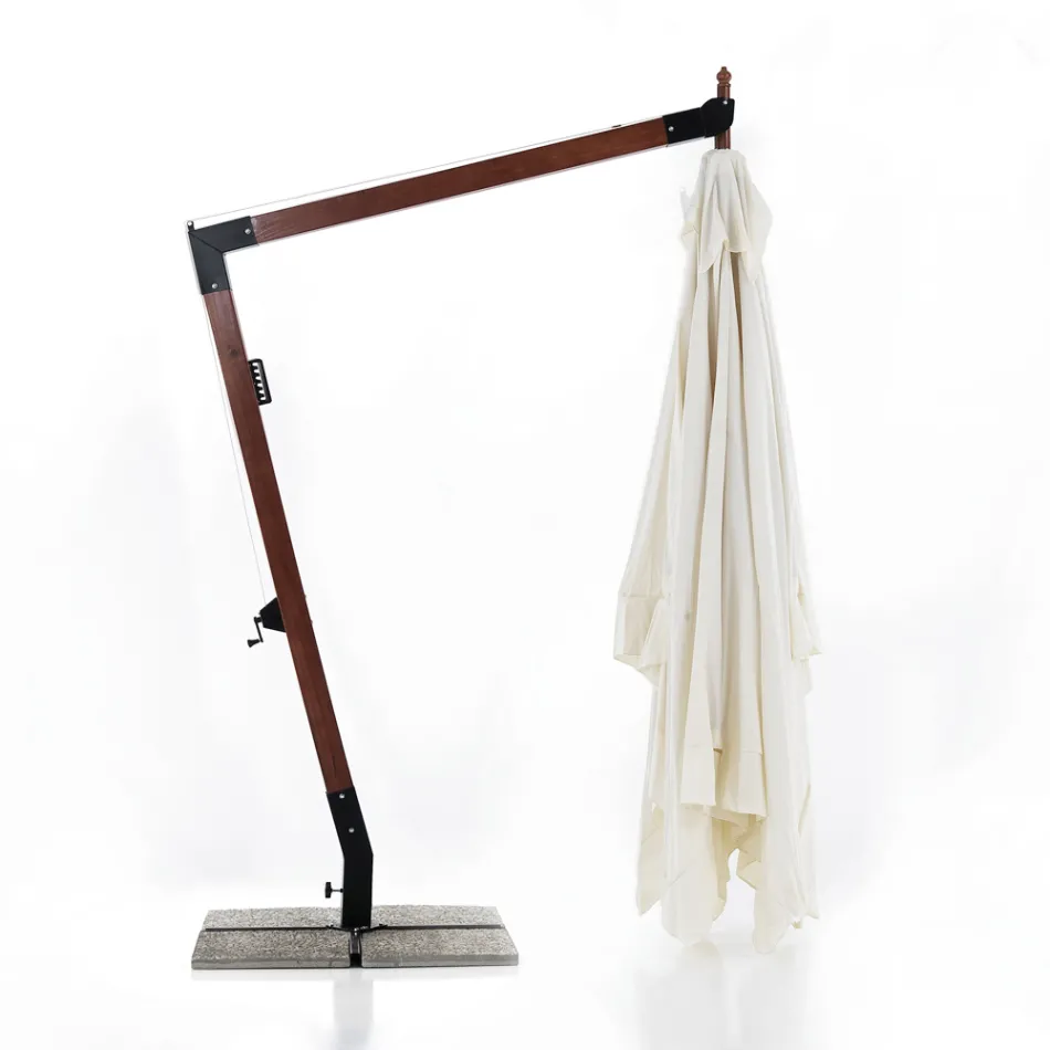 Massief houten paraplu met PVC gecoate polyester luifel - Devoir Viadurini