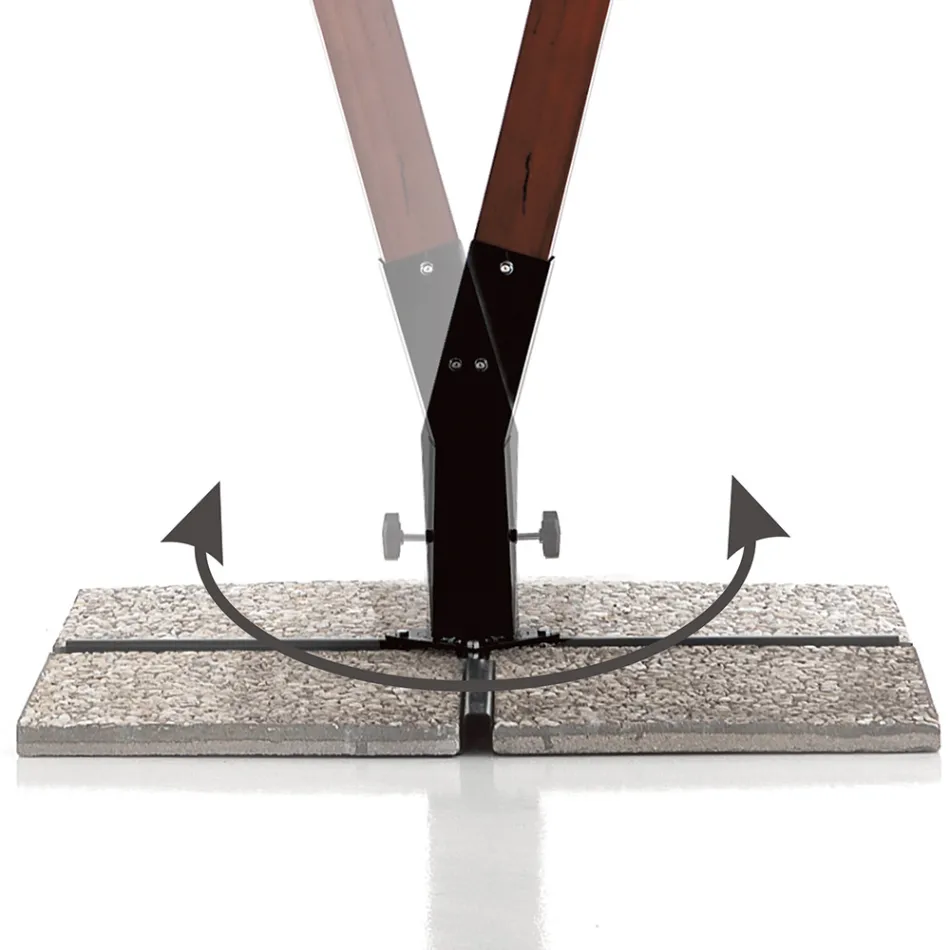 Massief houten paraplu met PVC gecoate polyester luifel - Devoir Viadurini