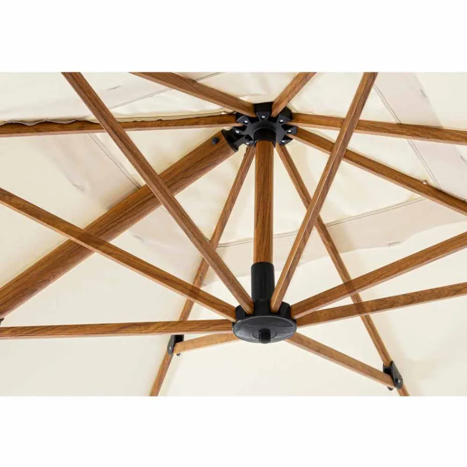 3x3 aluminium parasol met beige polyester stof - Leano Viadurini