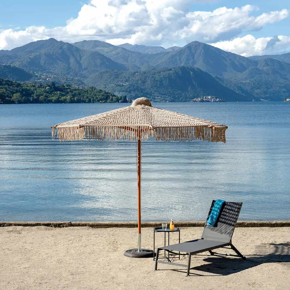 Ronde Ø 2,5 meter netparaplu met franje - Zon Viadurini