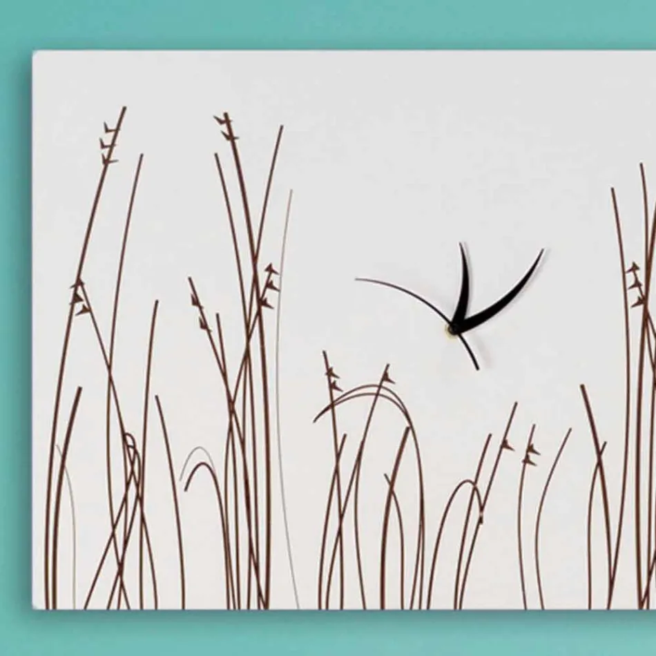 Rechthoekige Modern Design Witte Houten Wandklok - Filigraan Viadurini